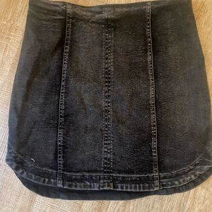 Black denim mini skirt